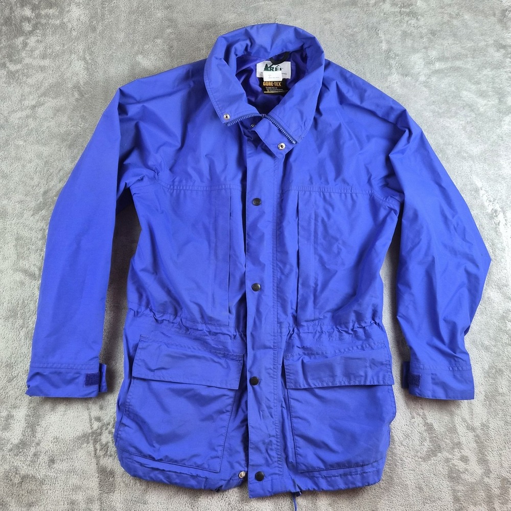 Vintage REI Rain Jacket Mens Large Blue Gore Parka Mountaineering Outdoor 90s